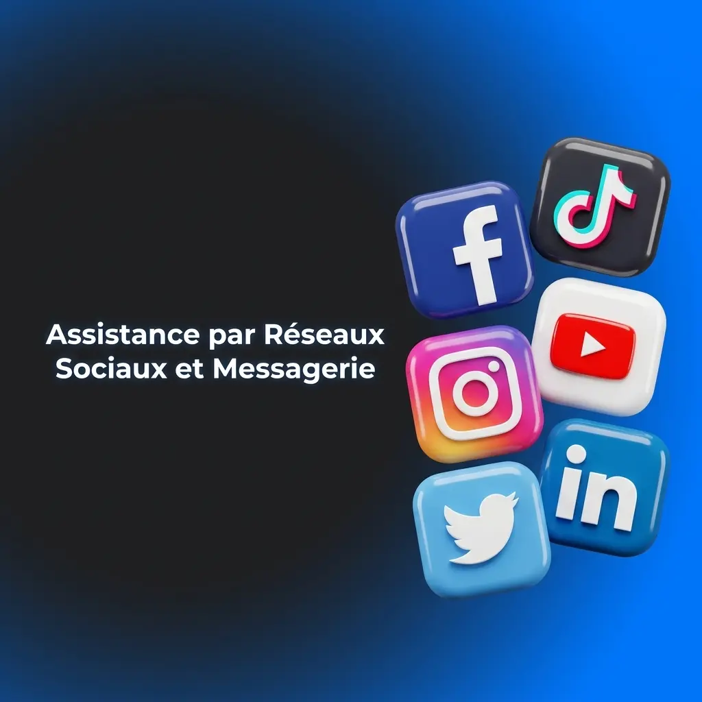 Assistance client par réseaux sociaux et messageries mobiles comme WhatsApp et Telegram.