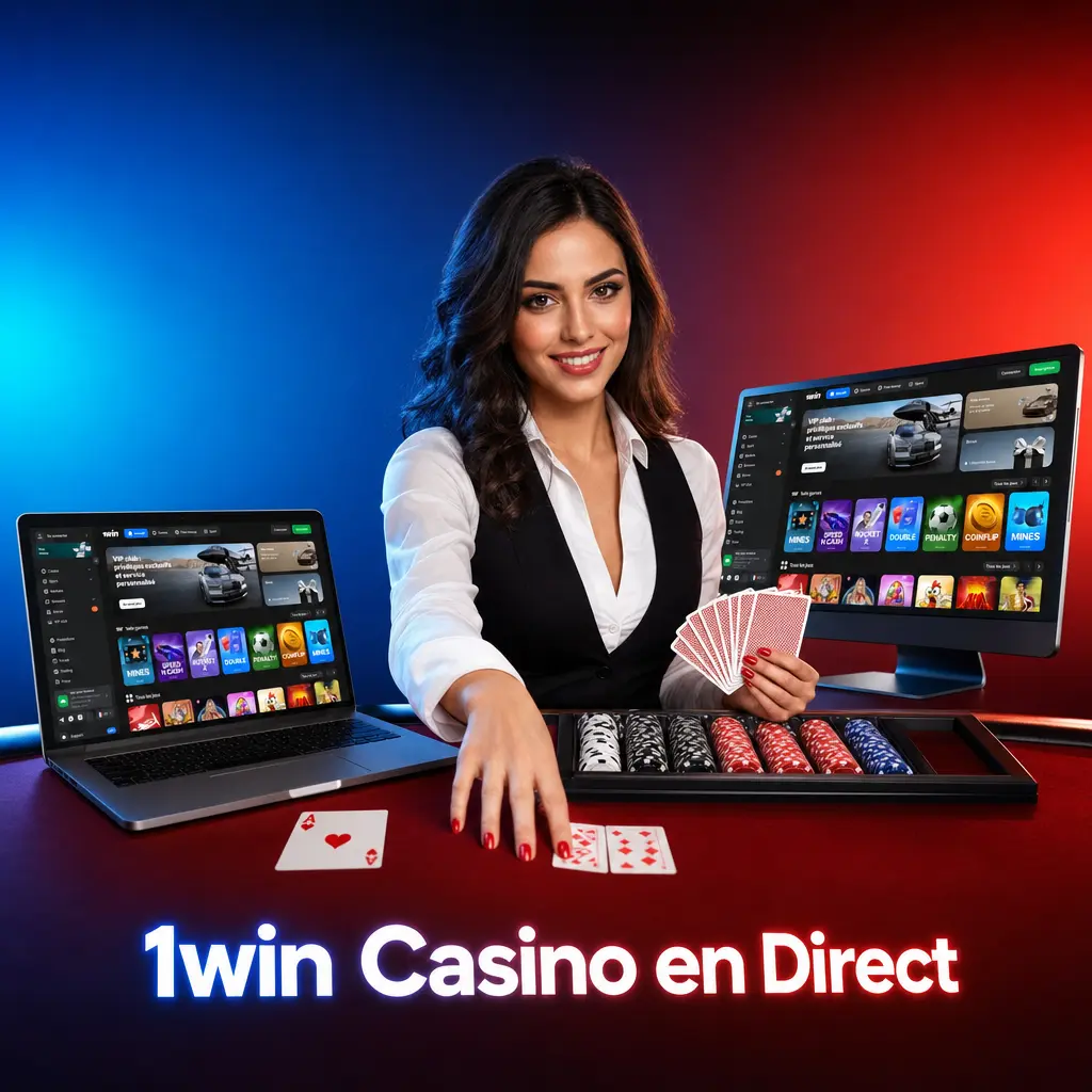 Table de casino en direct 1win avec croupiers professionnels diffusés en HD pour roulette, blackjack et baccarat