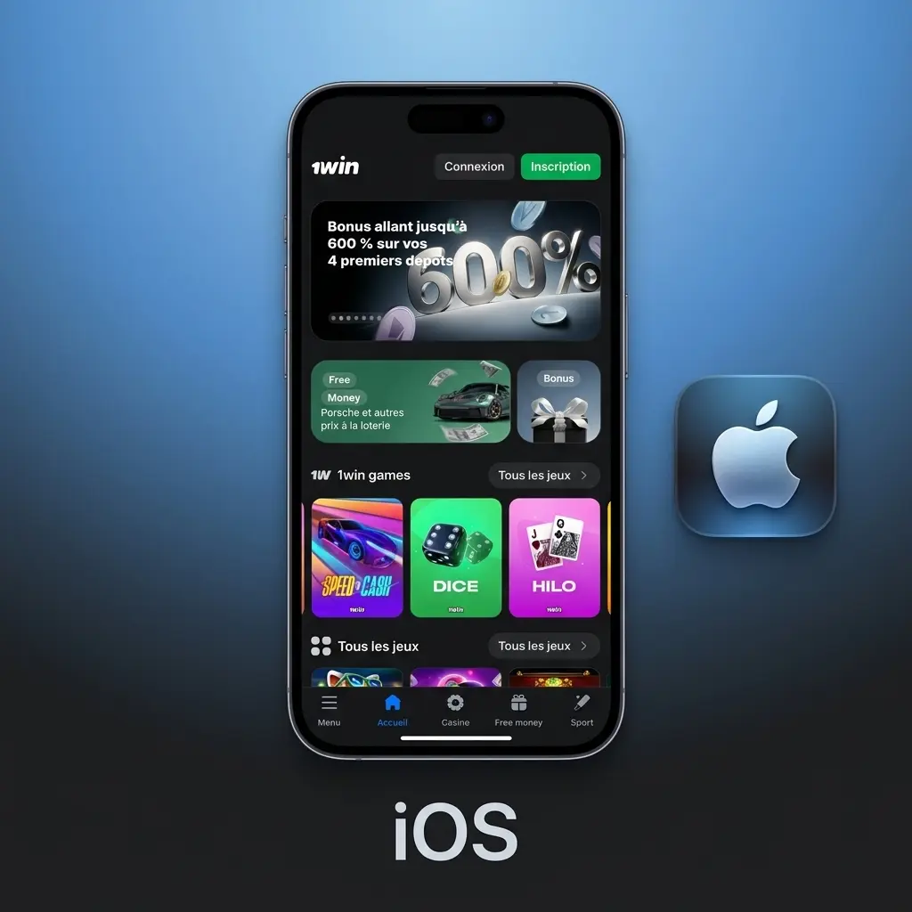 Application 1win iOS sur iPhone et iPad, téléchargement via App Store pour iOS 12.0 et versions ultérieures