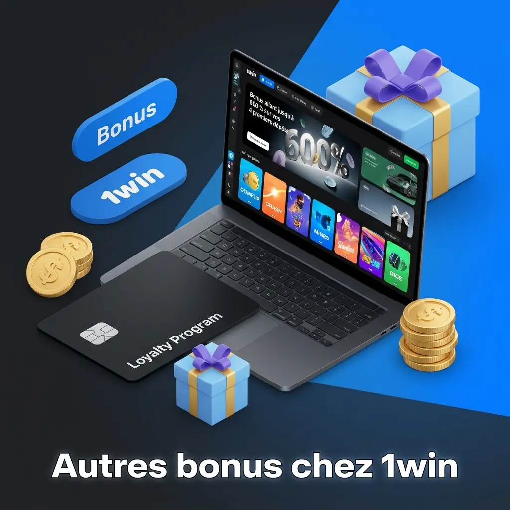 Présentation des autres bonus 1win : remise en argent, tours gratuits et offres de recharge.