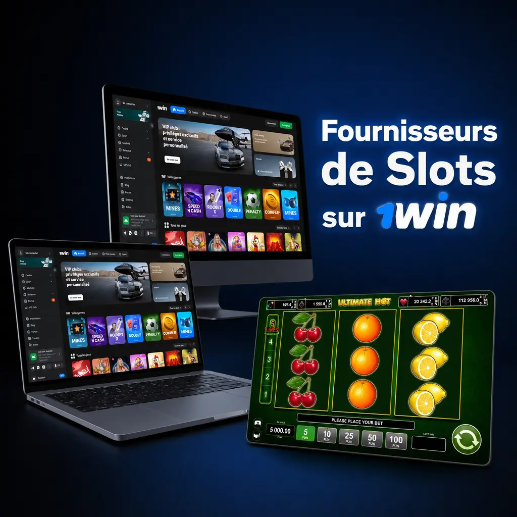 Logos des fournisseurs de slots sur 1win incluant Pragmatic Play, NetEnt et Evolution