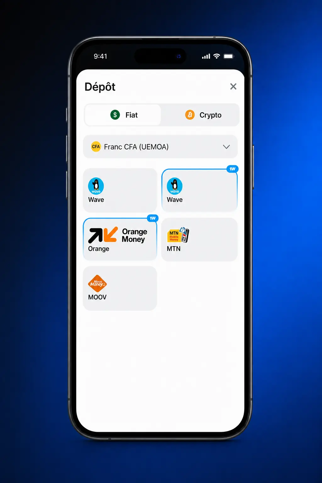 Guide de dépôt sur l'application 1win en Côte d'Ivoire via Orange Money, Wave ou Mastercard