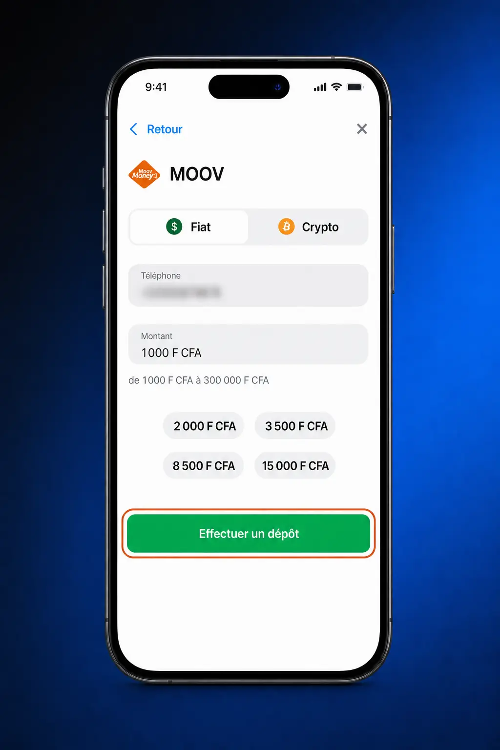 Étapes de dépôt sur l'application 1win pour utilisateurs en Côte d'Ivoire via Orange Money ou Wave