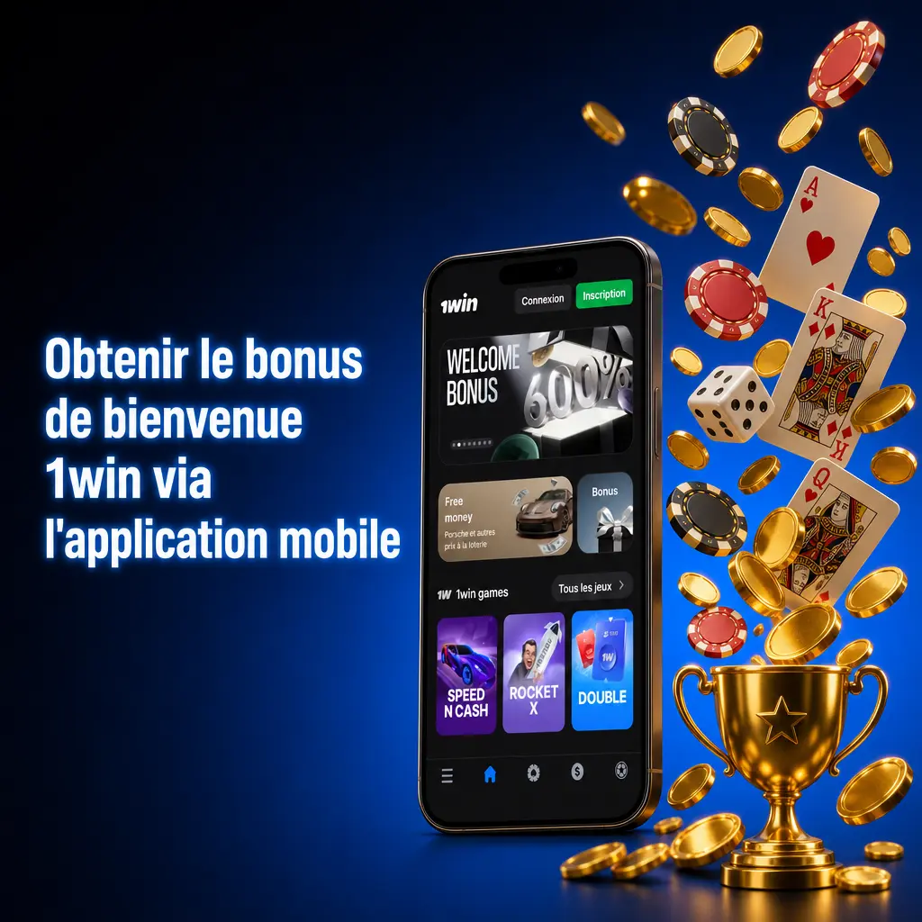 Application mobile 1win sur Android et iOS pour réclamer le bonus de bienvenue dès 500 FCFA
