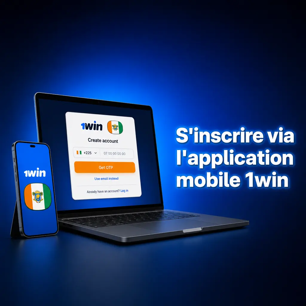 Inscription sur l'application mobile 1win via smartphone avec interface adaptée et création de compte simplifiée