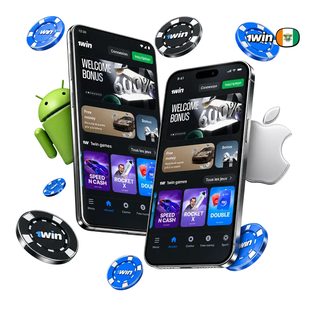 Application 1win pour Android et iOS en Côte d'Ivoire, paris et casino avec bonus jusqu'à 500%