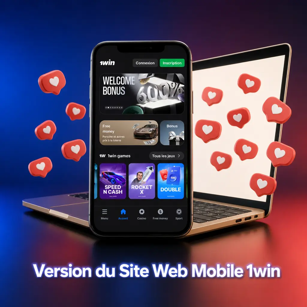Interface du site web mobile 1win accessible sur smartphones et tablettes pour parier et jouer aux machines à sous